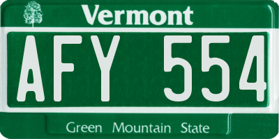 VT license plate AFY554