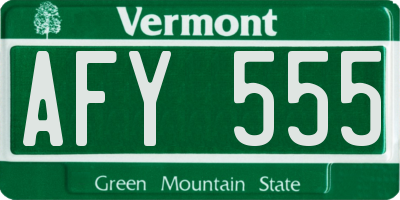 VT license plate AFY555