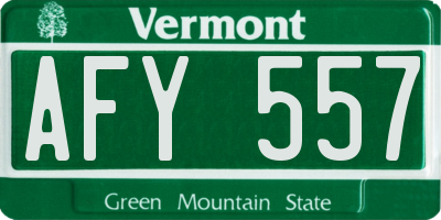 VT license plate AFY557