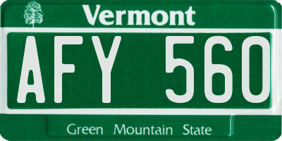 VT license plate AFY560