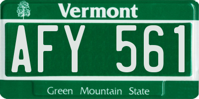 VT license plate AFY561