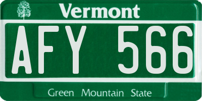 VT license plate AFY566