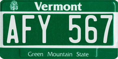 VT license plate AFY567