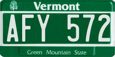 VT license plate AFY572
