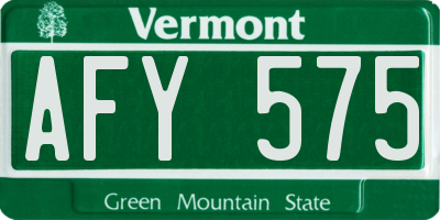VT license plate AFY575
