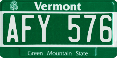 VT license plate AFY576