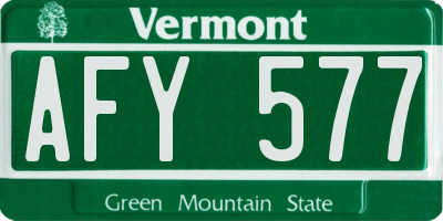 VT license plate AFY577