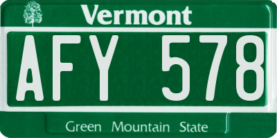 VT license plate AFY578