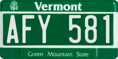 VT license plate AFY581