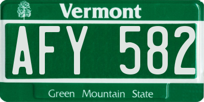 VT license plate AFY582