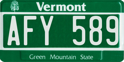 VT license plate AFY589