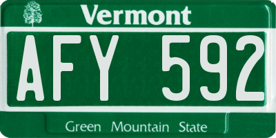 VT license plate AFY592