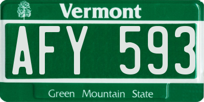 VT license plate AFY593