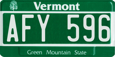 VT license plate AFY596