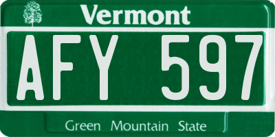 VT license plate AFY597