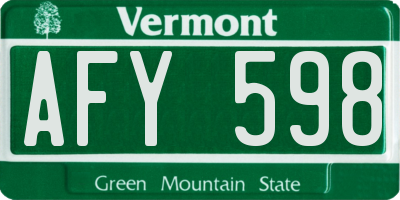 VT license plate AFY598