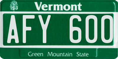 VT license plate AFY600