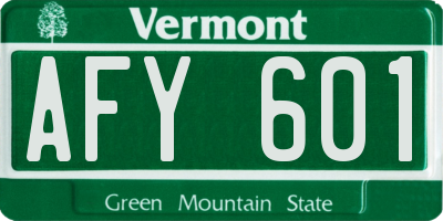 VT license plate AFY601