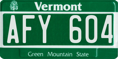 VT license plate AFY604