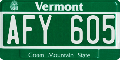 VT license plate AFY605