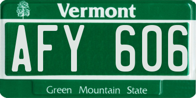 VT license plate AFY606