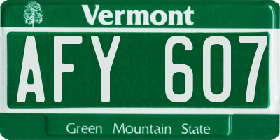 VT license plate AFY607