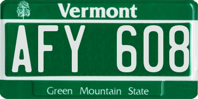 VT license plate AFY608