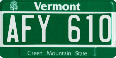 VT license plate AFY610