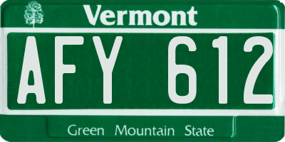 VT license plate AFY612