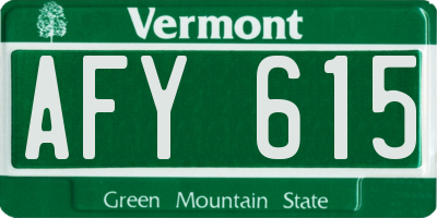 VT license plate AFY615