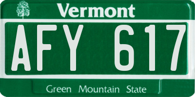 VT license plate AFY617
