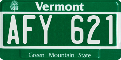 VT license plate AFY621