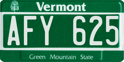 VT license plate AFY625
