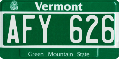 VT license plate AFY626