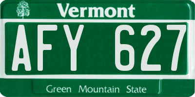VT license plate AFY627