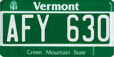 VT license plate AFY630