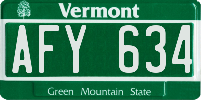 VT license plate AFY634