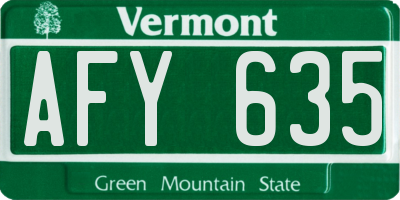 VT license plate AFY635