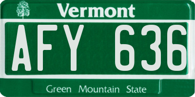 VT license plate AFY636