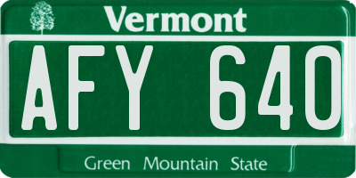 VT license plate AFY640