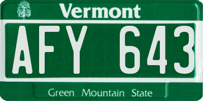 VT license plate AFY643