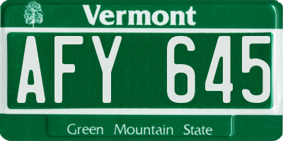 VT license plate AFY645