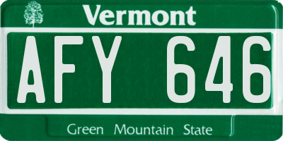 VT license plate AFY646