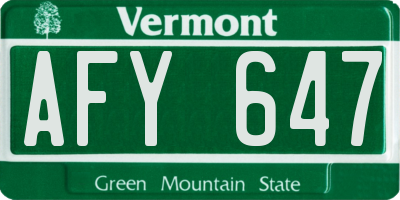 VT license plate AFY647