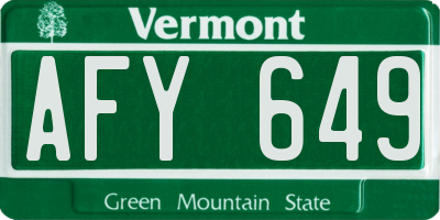VT license plate AFY649