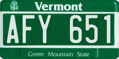 VT license plate AFY651