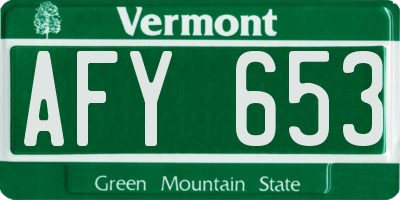VT license plate AFY653