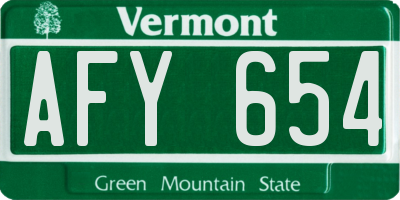 VT license plate AFY654