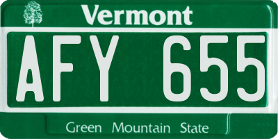 VT license plate AFY655