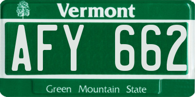 VT license plate AFY662